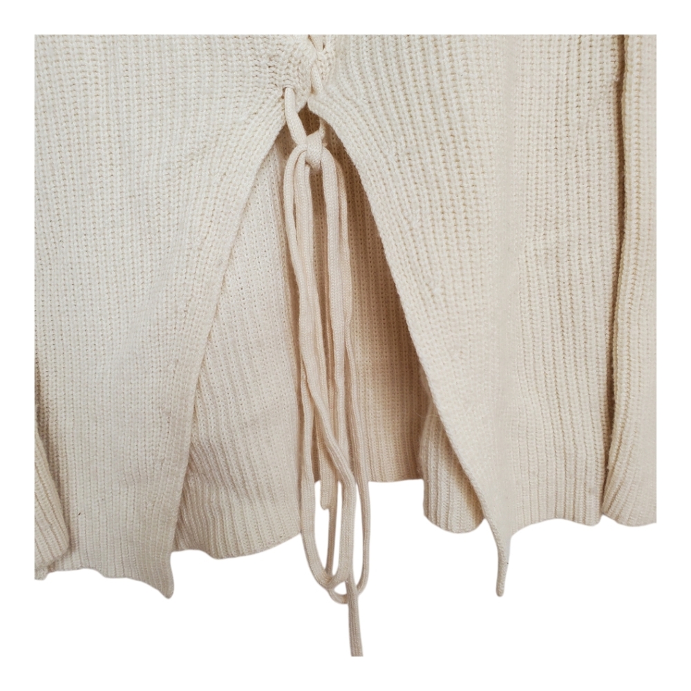 A.L.C Markell cashmere Wool blend Lace Up Sweater cream womens large #002 - Picture 9 of 10